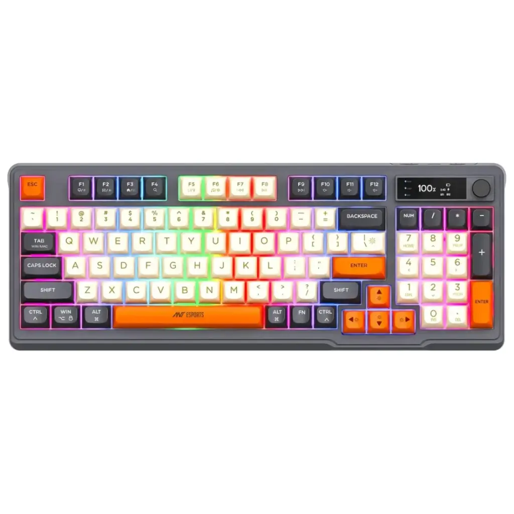 Ant Esports Wireless Gaming Keyboard Grey MK801V2 Pro Rainbow LED