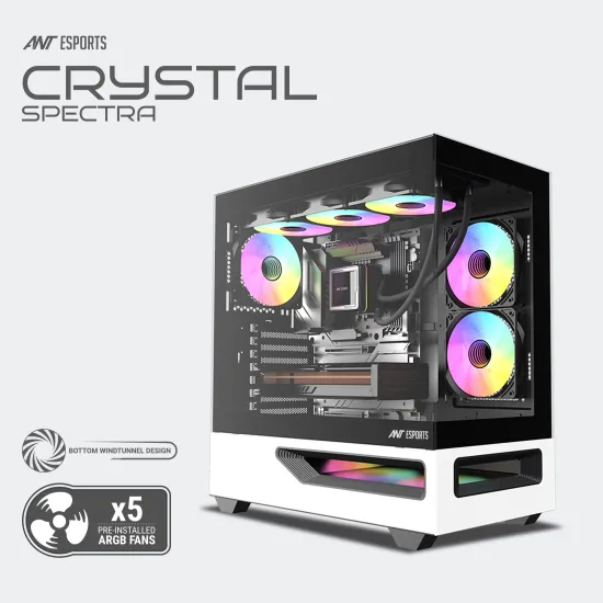 Ant Esports Mid Tower Gaming Cabinet (E-ATX/ATX/M-ATX/M-ITX) Crystal Spectra