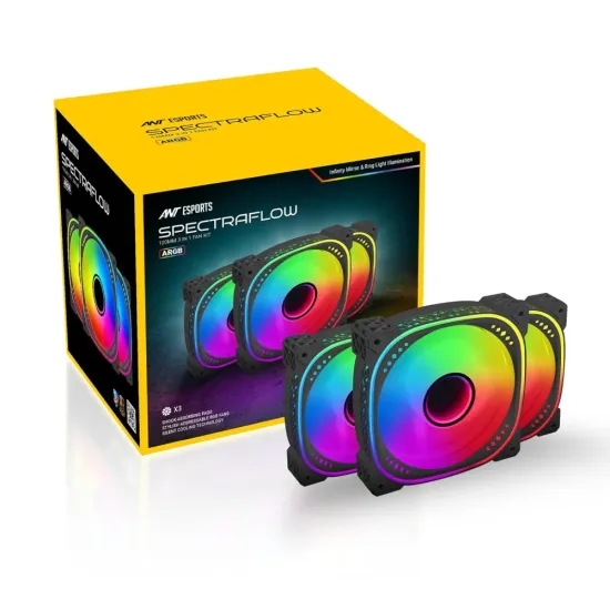ANT ESPORTS Cabinet Fan Spectraflow 120MM ARGB (3 IN 1) Black