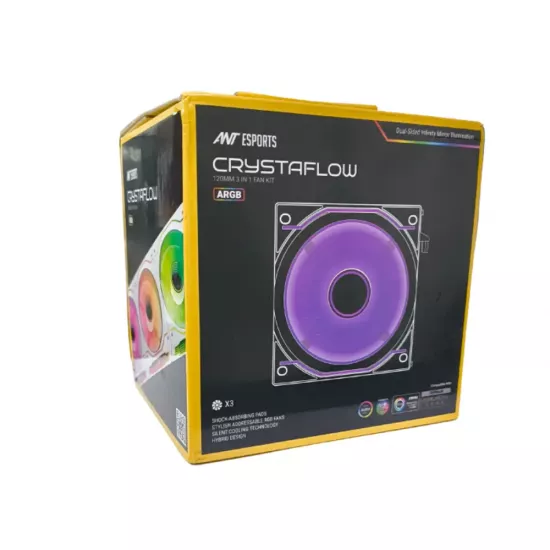 Ant Esports Cabinet Fan Crystaflow ARGB Black 3 in1