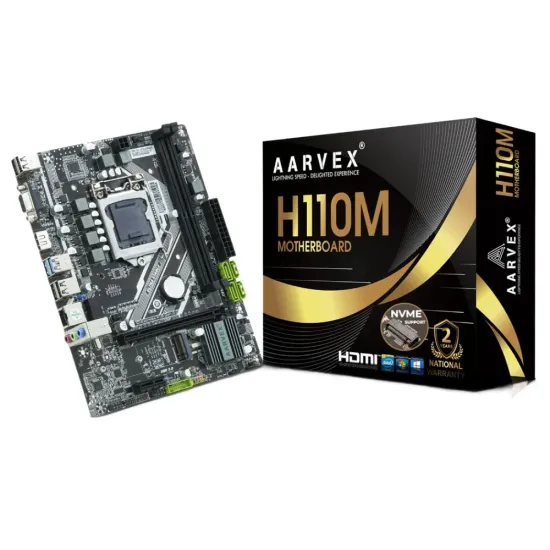 Aarvex Motherboard 110 H110 For Intel 6th 7th 8th 9th Gen DDR4 With NVMe Slot