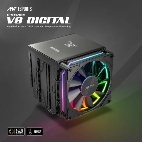 Ant Esports CPU Cooler Air V8 Digital ARGB